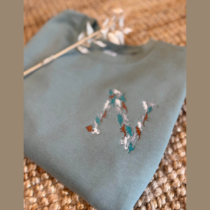 Dino sweater voor kinderen - Initiaal - Geborduurd - Caro B Handmade