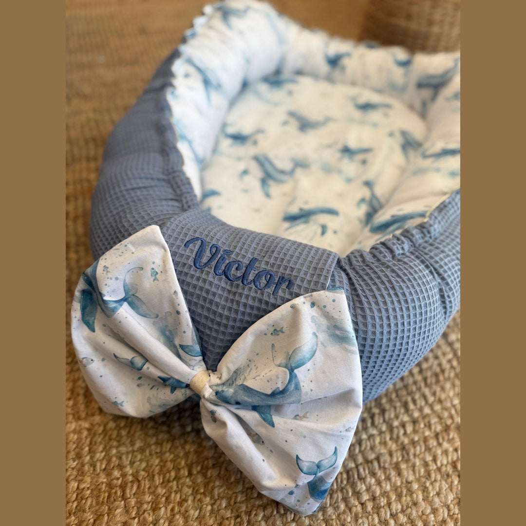 Handgemaakt Babynest Waterdieren – Exclusieve Stoffen & met Naam Caro B Handmade