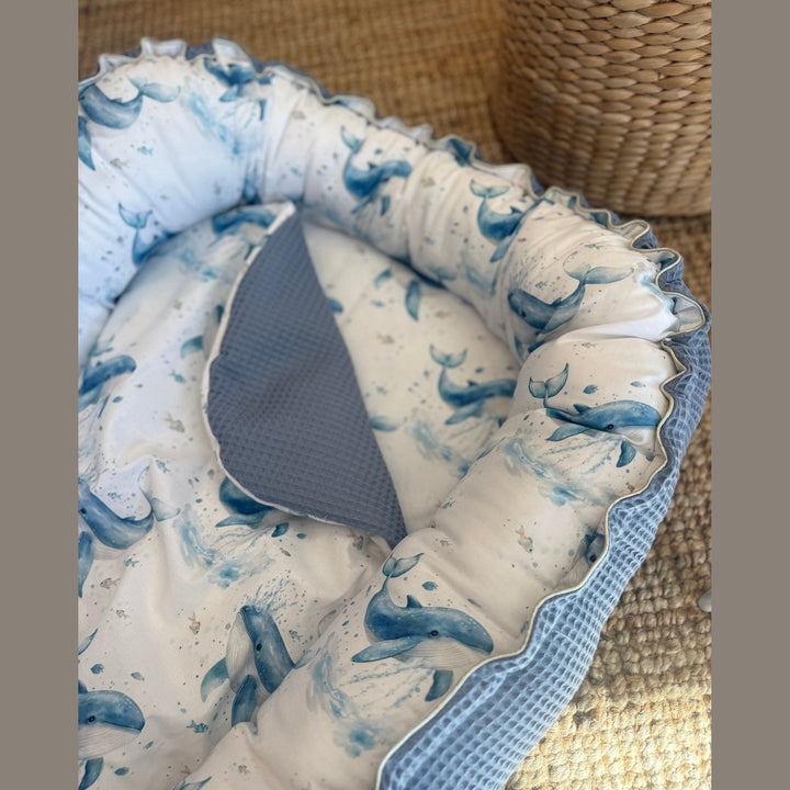 Handgemaakt Babynest Waterdieren – Exclusieve Stoffen & met Naam Caro B Handmade