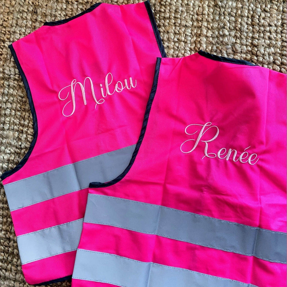 Fluovestje voor kleuter - Veiligheidshesje - Fluohesje - Geborduurd - Caro B Handmade