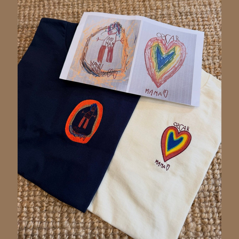 T-shirt met full Color tekening van Kind - Vaderdag - Moederdag Caro B Handmade - Signature Collection