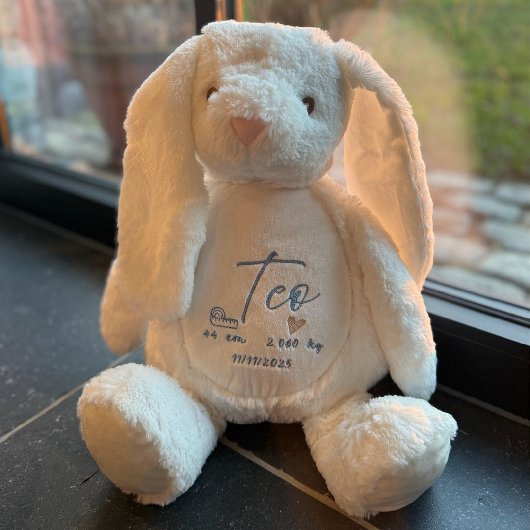 Geboorteknuffel met naam en/of geboortedetails - Borduren Caro B Make It Yours