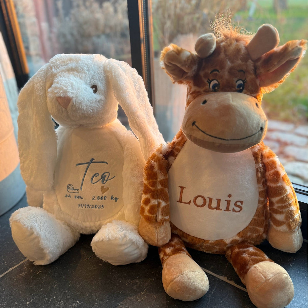 Geboorteknuffel met naam en/of geboortedetails - Borduren Caro B Make It Yours