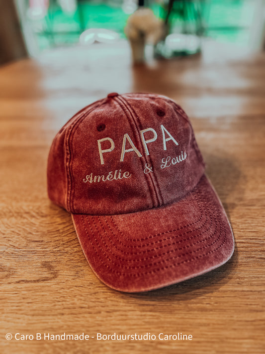 Petten voor papa - vaderdag - Peter - Caro B Handmade - geborduurde caps - baseballcaps unisex - borduur 