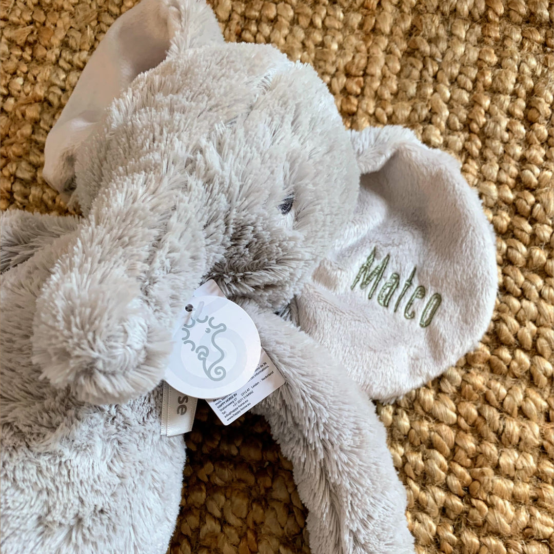 Happy Horse - Olifant Enzo - Geborduurd met naam - Grijs Happy Horse