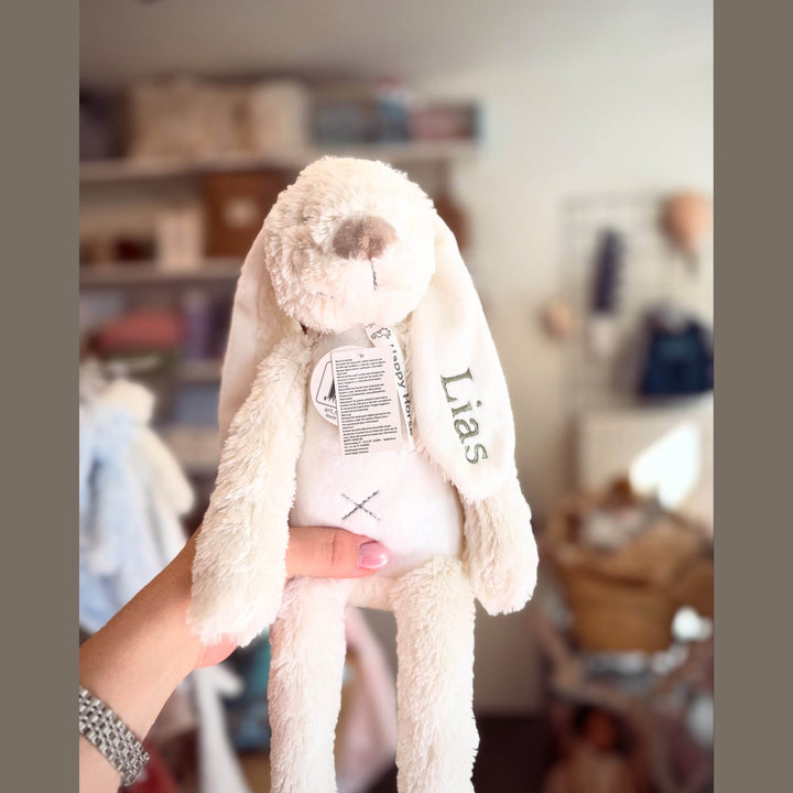 Happy Horse Rabbit Richie met Naam - Borduren - Ivory - Caro B Handmade