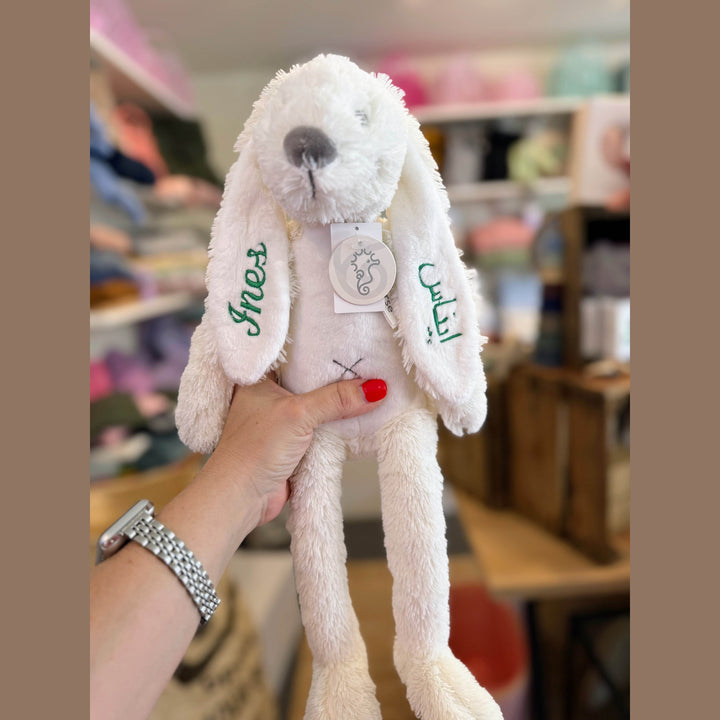 Happy Horse Rabbit Richie met Naam - Borduren - Ivory - Caro B Handmade