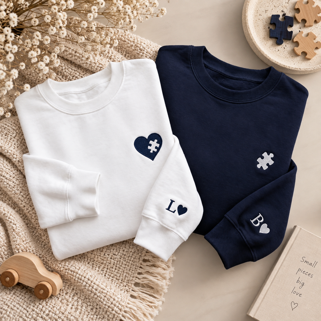 Gepersonaliseerde Duo-sweaters met puzzelhart