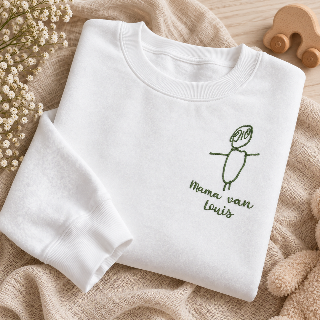 Gepersonaliseerde Sweater met Kindertekening in Lijntekening