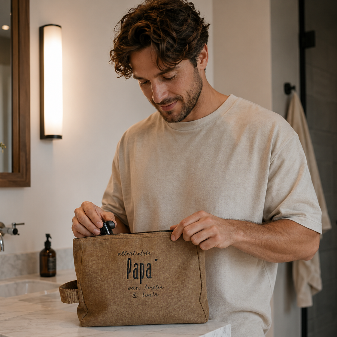 Toilettas 'Vintage' voor mannen – Stoer & vintage Caro B Handmade - Signature Collection