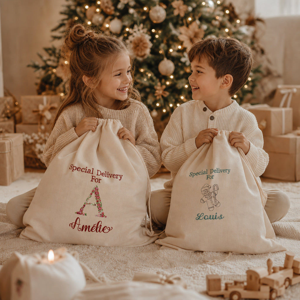 Geborduurde kerstzak - Gepersonaliseerd met naam