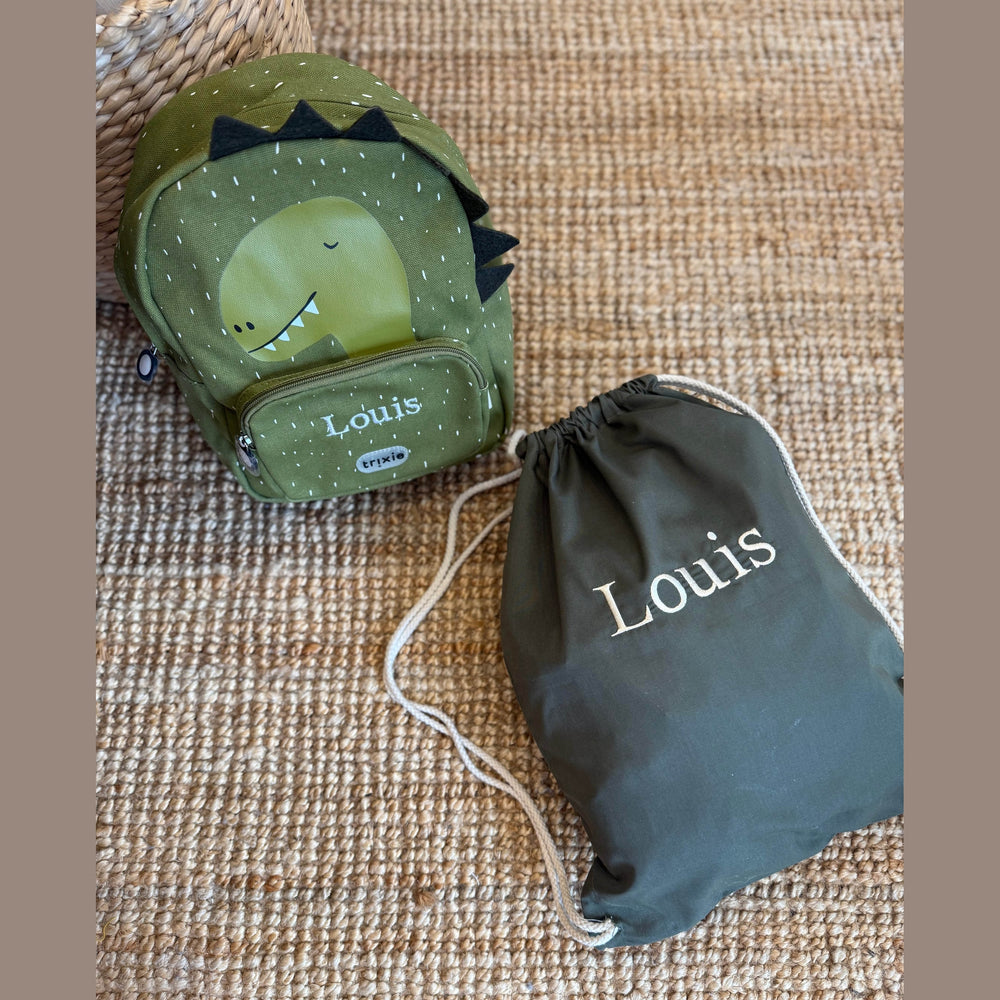 Sporttas in katoen met Naam - Turnzak - Borduren - Caro B Handmade