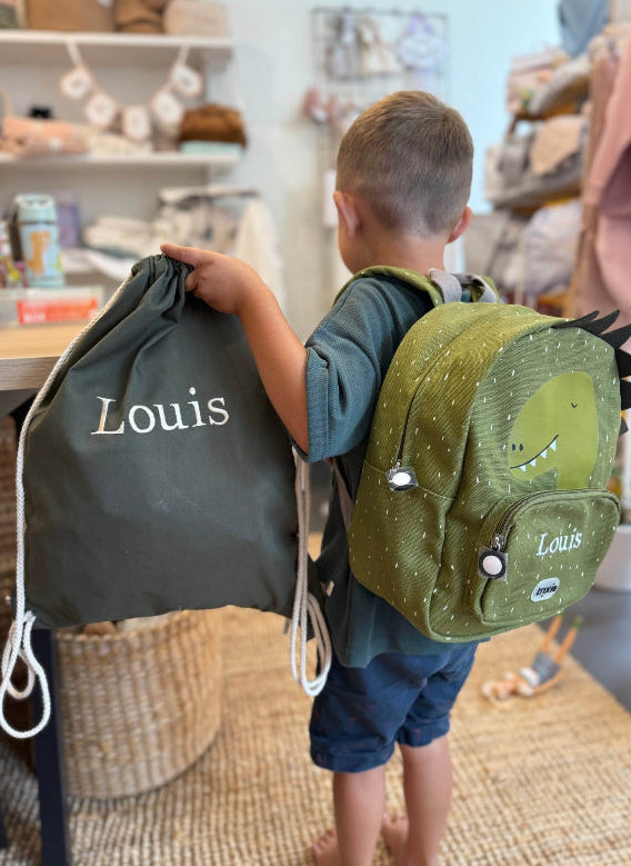 Sporttas in katoen met Naam - Turnzak - Borduren - Caro B Handmade