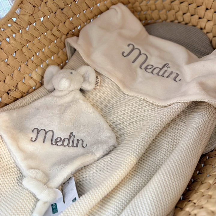 Jollein Deken Basic Knit Fleece met Naam – Gepersonaliseerd Babydeken Jollein