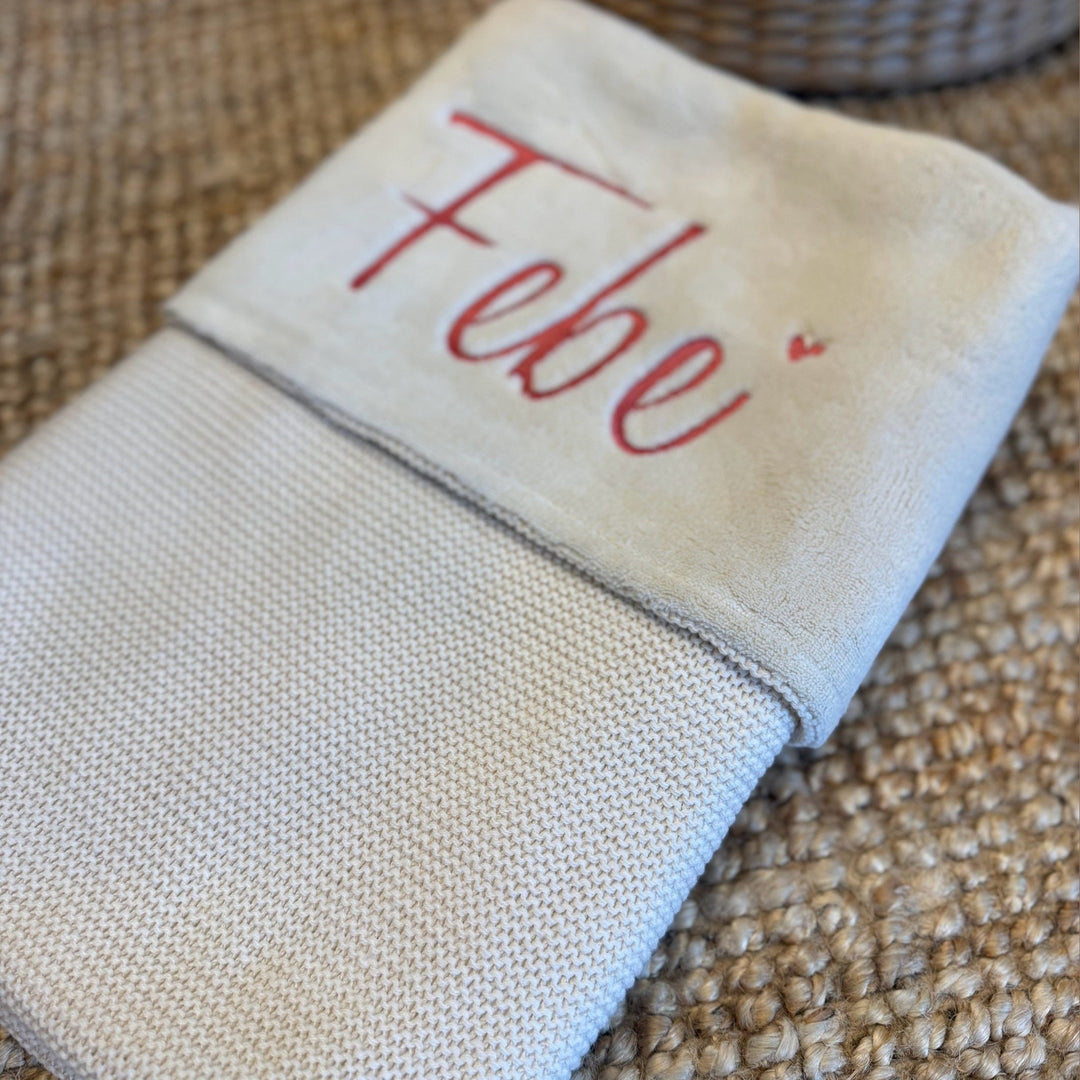 Jollein Deken Basic Knit Fleece met Naam – Gepersonaliseerd Babydeken Jollein