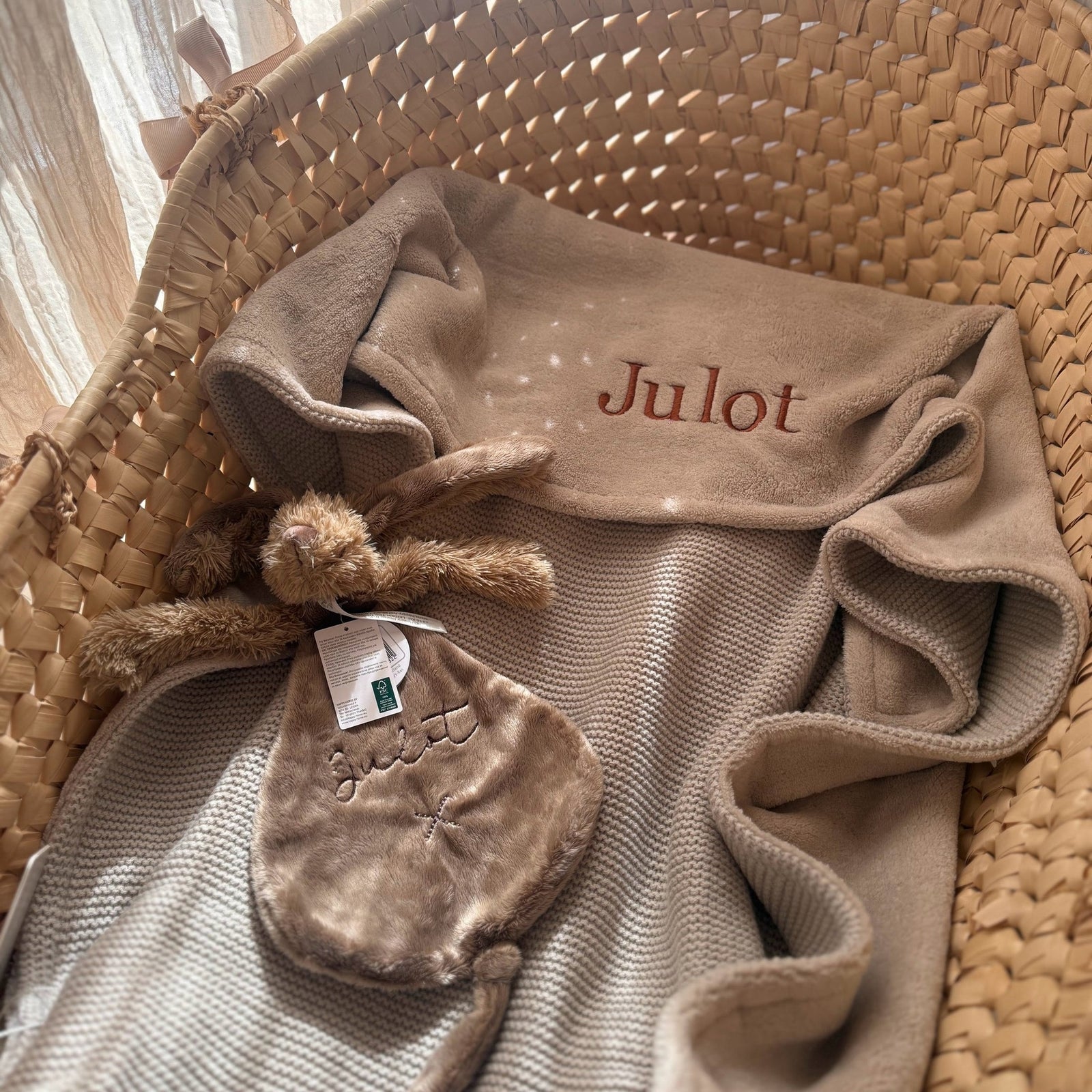 Jollein Deken Basic Knit Fleece met Naam – Gepersonaliseerd Babydeken Jollein