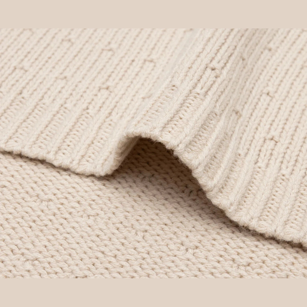 Couverture de berceau brodée et tricotée avec nom - Jollein - Marron