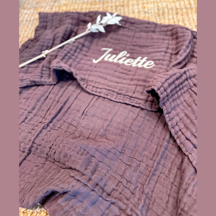 Jollein Babydeken Wrinkled katoen met Naam -Borduren - Chestnut - Caro B Handmade