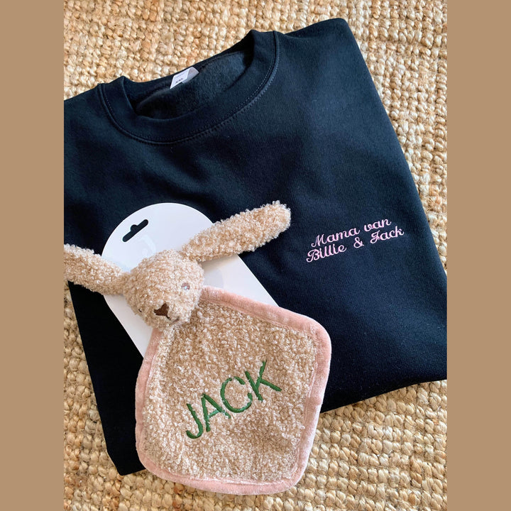 Knuffeldoek Beertje Jollein Geborduurd met naam - Cognac - Caro B Handmade