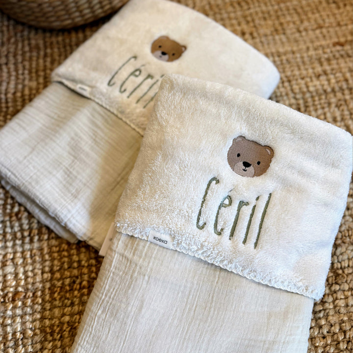 Koeka Babydeken Teddy Faro met Naam - Borduren Koeka