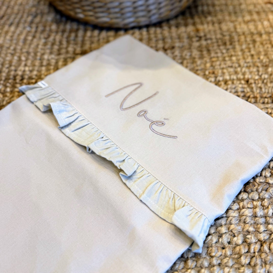 Koeka Wieglaken Faro Ruffle met Naam - Borduren Koeka