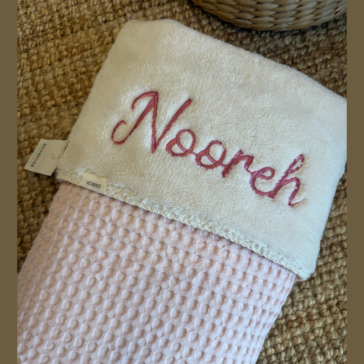 Koeka Deken Oslo Wafel/teddy met naam - Borduren Koeka