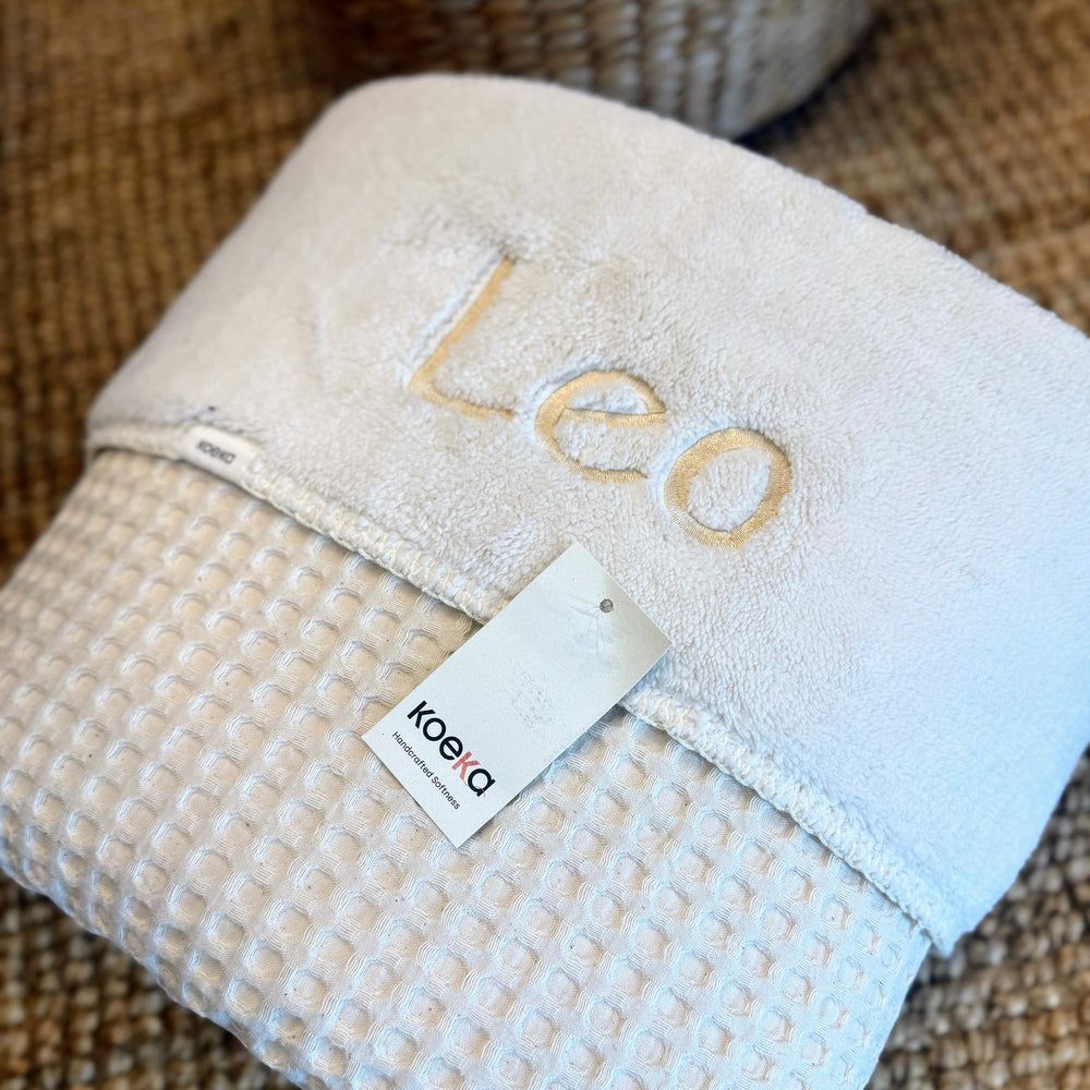 Koeka Deken Oslo Wafel/teddy met naam - Borduren Koeka
