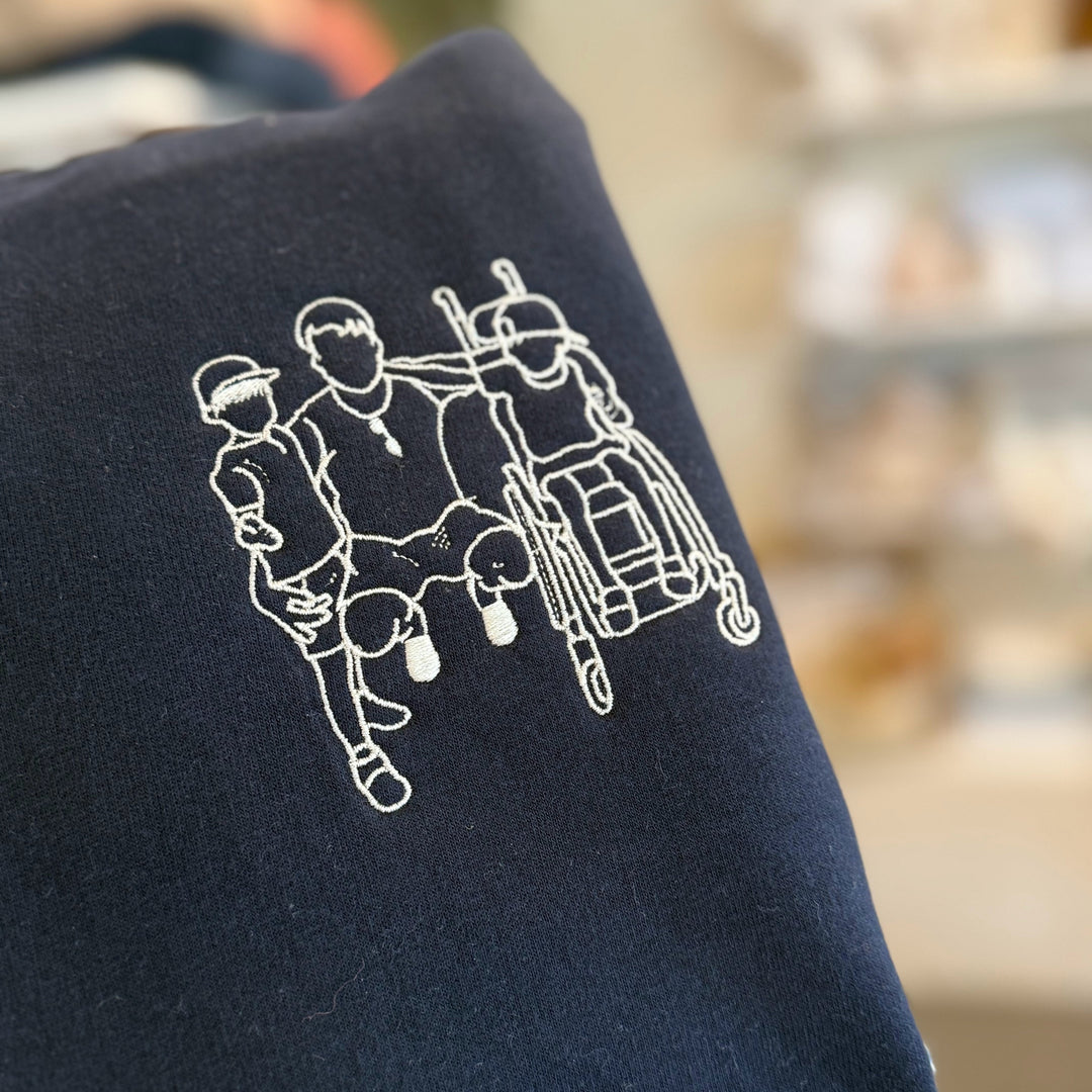 Pull avec dessin au trait - Portrait de famille - Fête des pères - Fête des mères