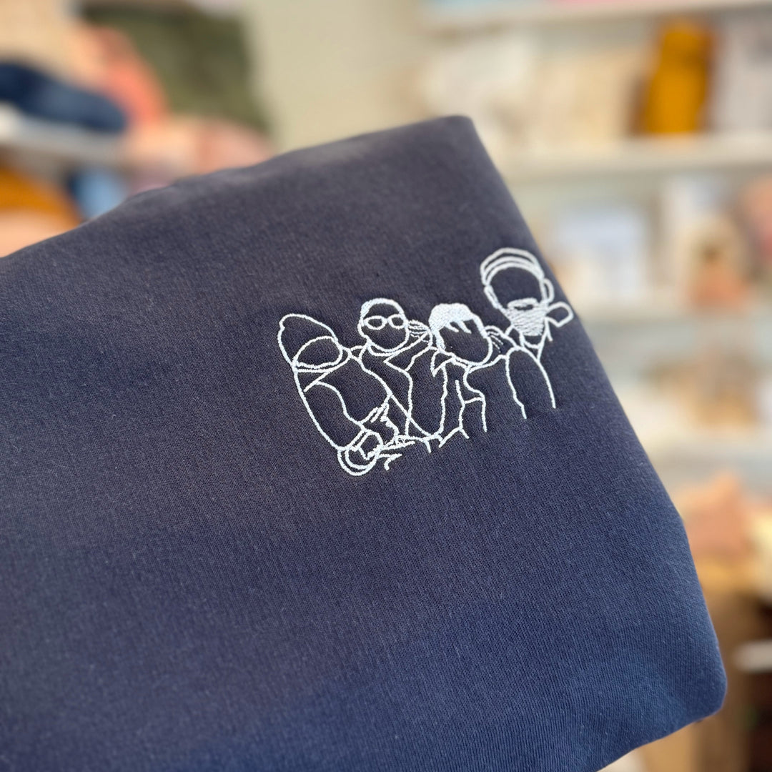 Pull avec dessin au trait - Portrait de famille - Fête des pères - Fête des mères