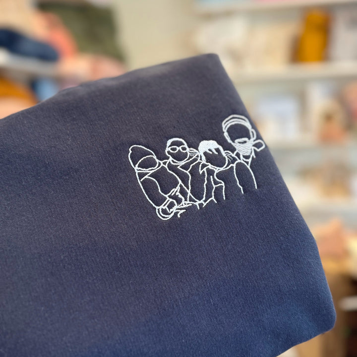 Pull avec dessin au trait - Portrait de famille - Fête des pères - Fête des mères