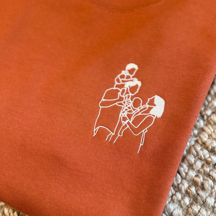 Pull avec dessin au trait - Portrait de famille - Fête des pères - Fête des mères