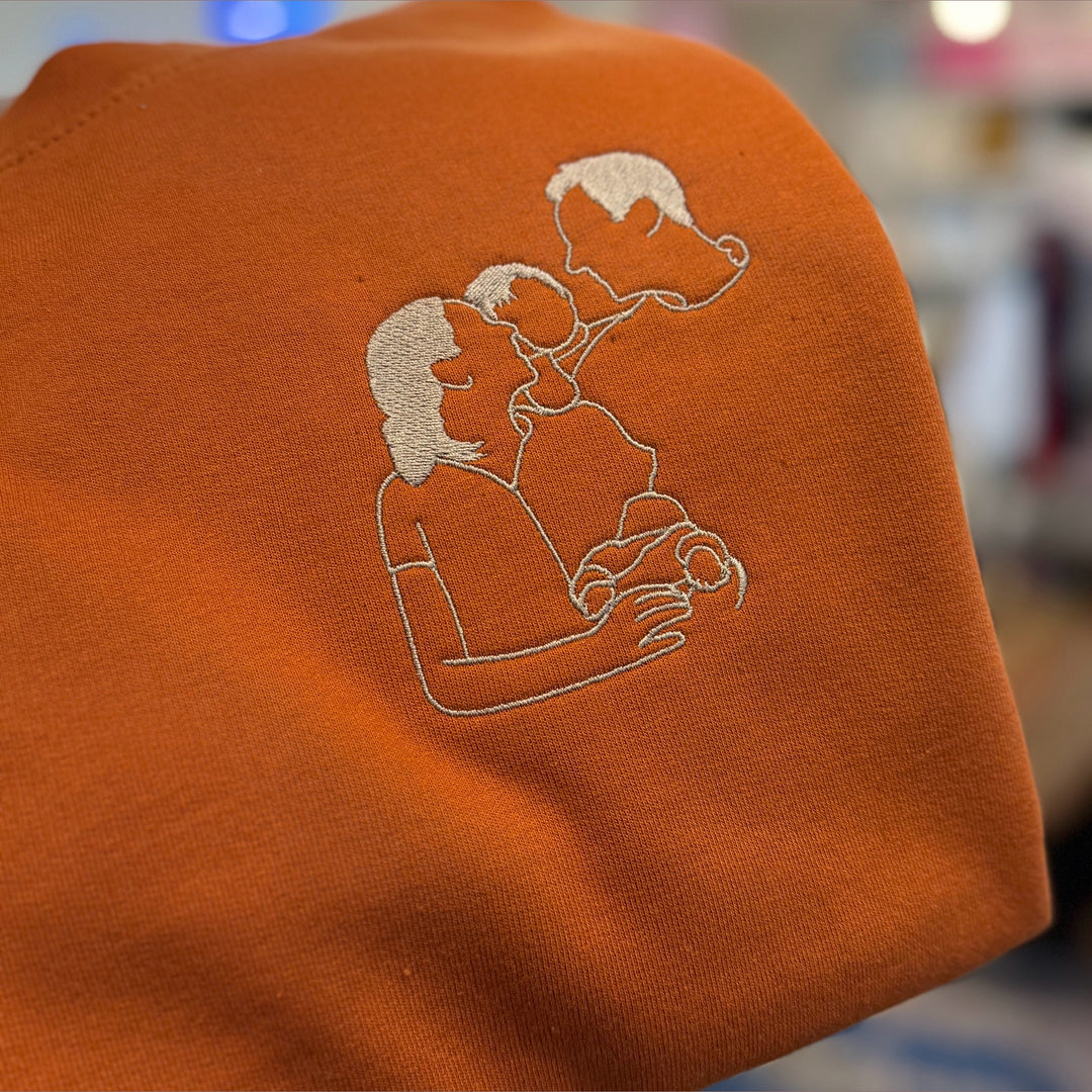 Pull avec dessin au trait - Portrait de famille - Fête des pères - Fête des mères