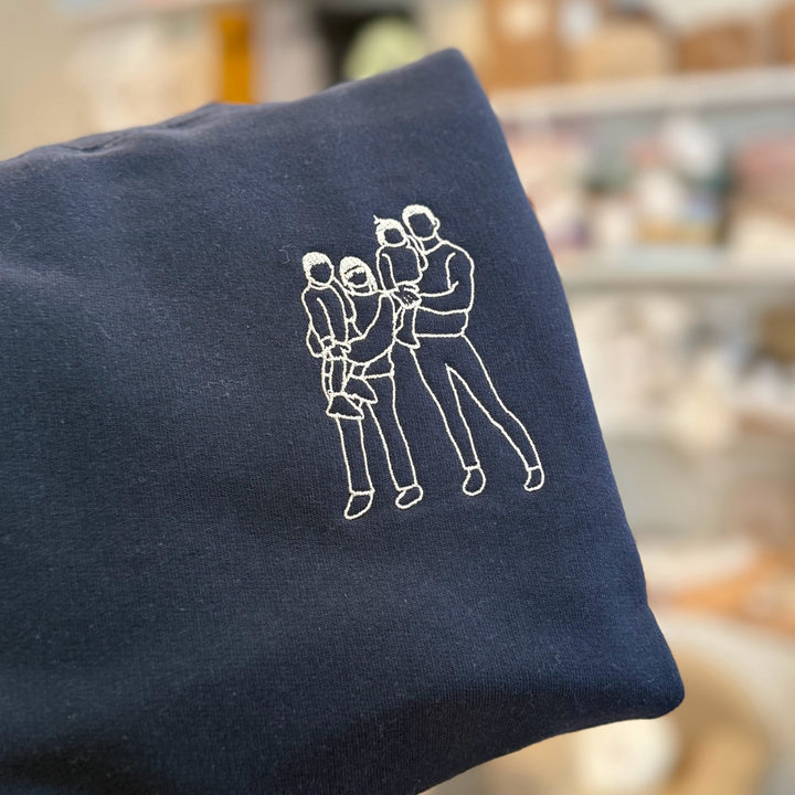 Pull avec dessin au trait - Portrait de famille - Fête des pères - Fête des mères