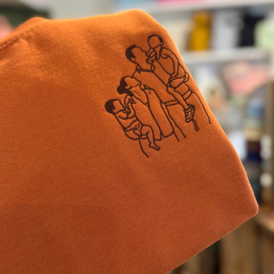 Pull avec dessin au trait - Portrait de famille - Fête des pères - Fête des mères