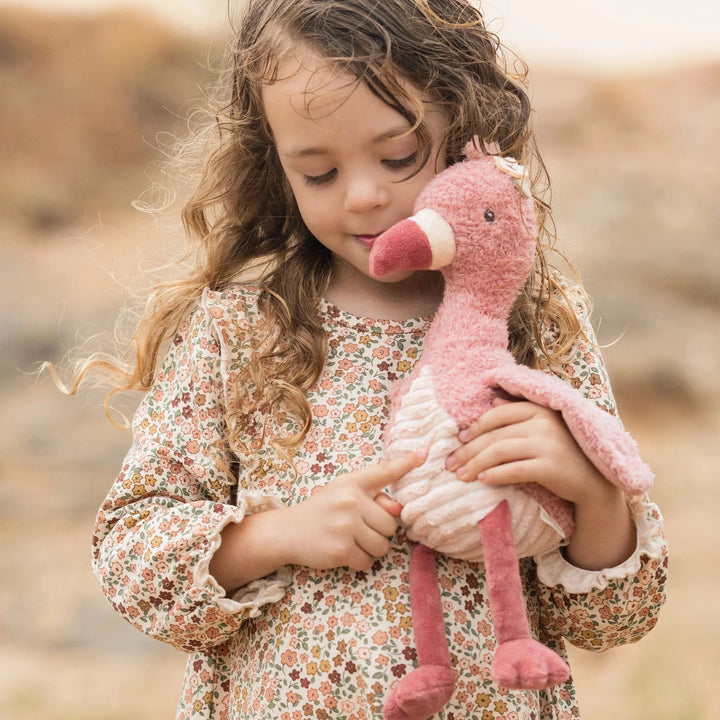 Little Dutch Knuffel Flamingo met naam - Roze - 35 cm - Safari Friends