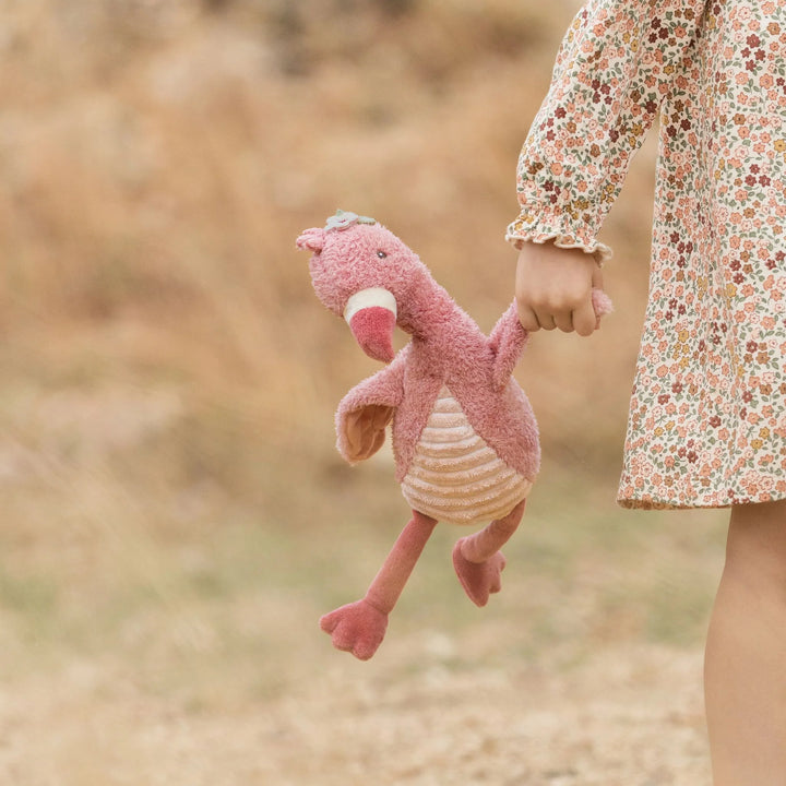 Little Dutch Knuffel Flamingo met naam - Roze - 35 cm - Safari Friends