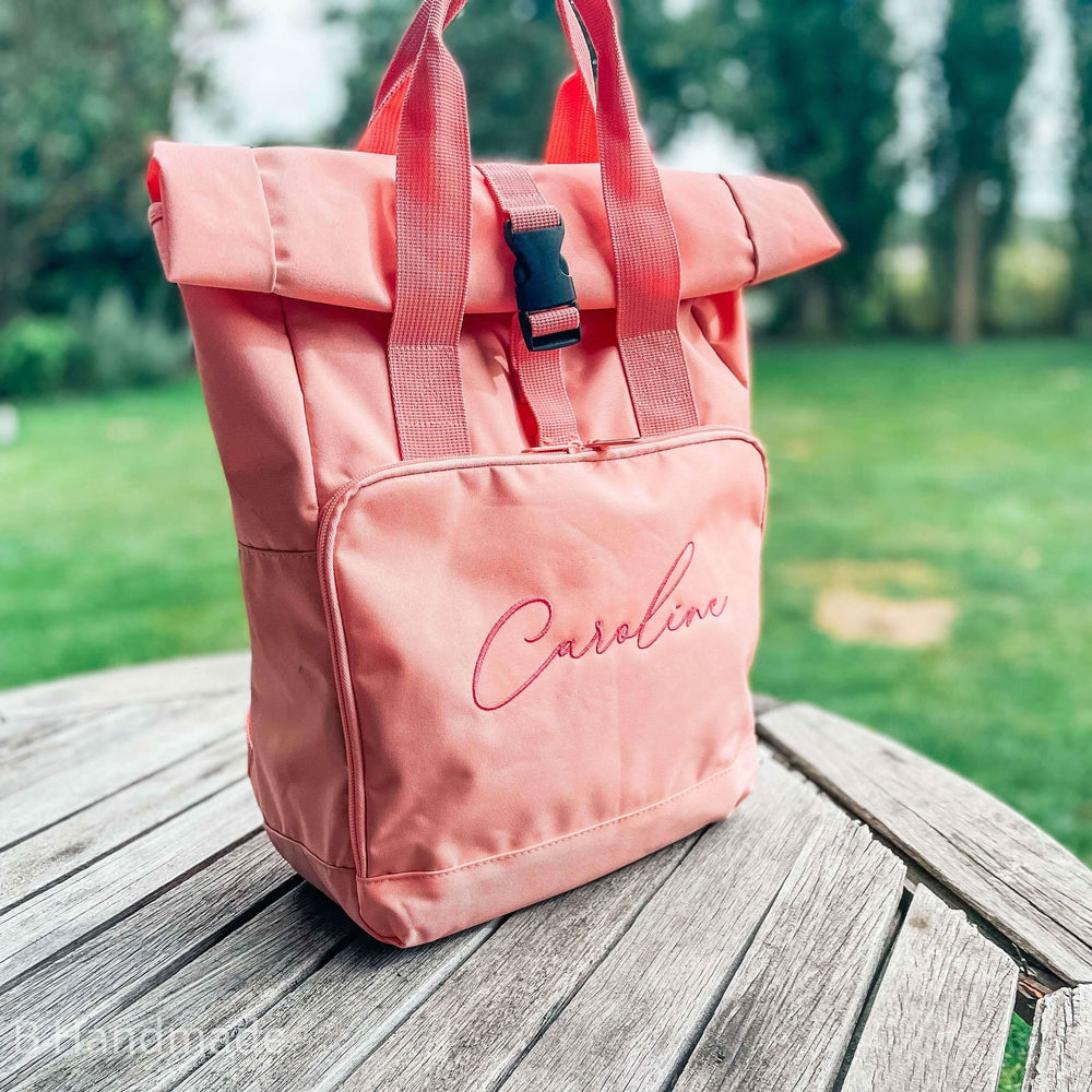 Kinderrugzak Geborduurd met Naam - Zalm - Caro B Handmade