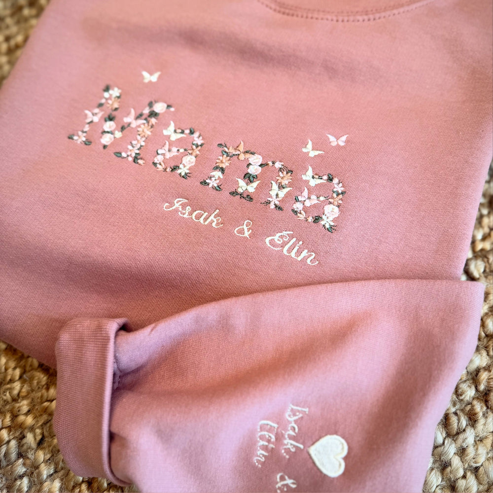 Mama sweater - dames sweater - borduren - bloemen- Caro B Handmade