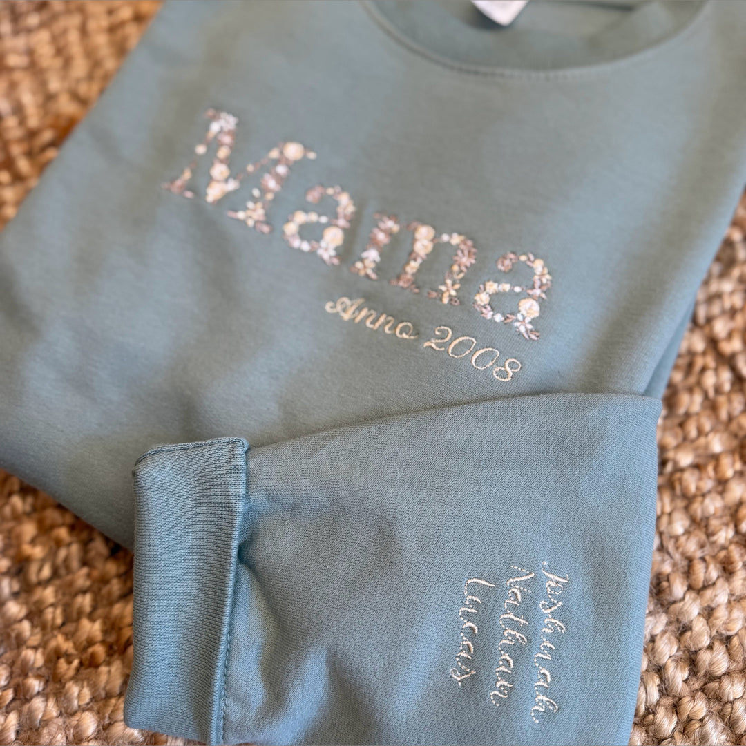 Mama sweater - dames sweater - borduren - bloemen- Caro B 