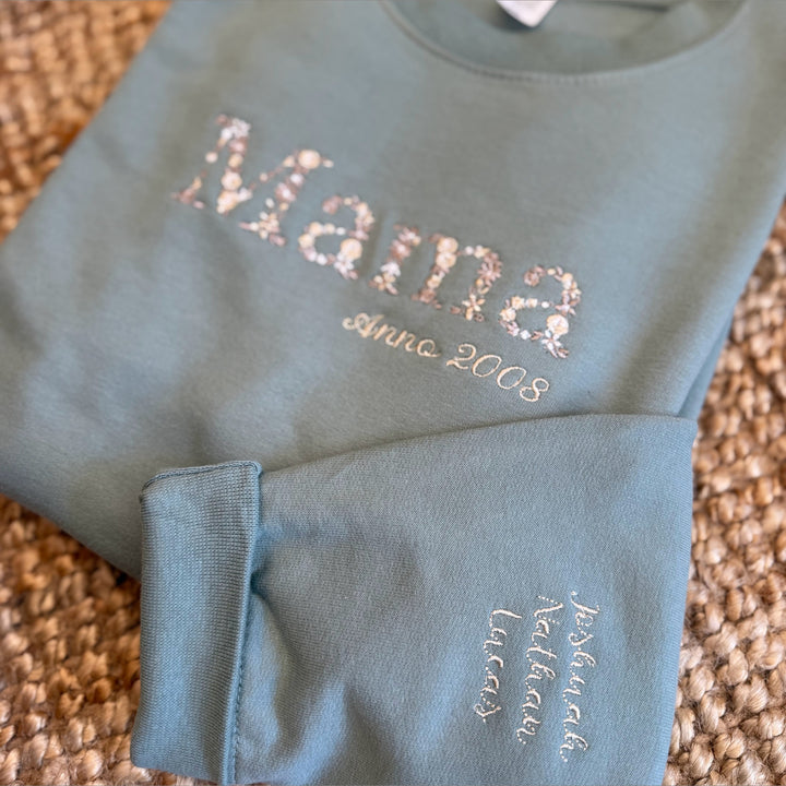 Mama sweater - dames sweater - borduren - bloemen- Caro B 