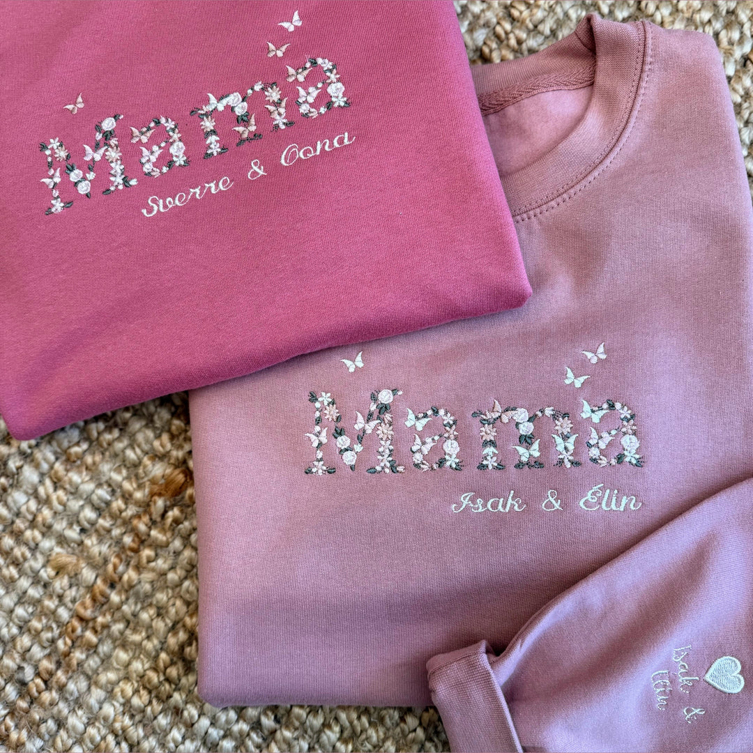 Mama sweater - dames sweater - borduren - bloemen- Caro B Handmade