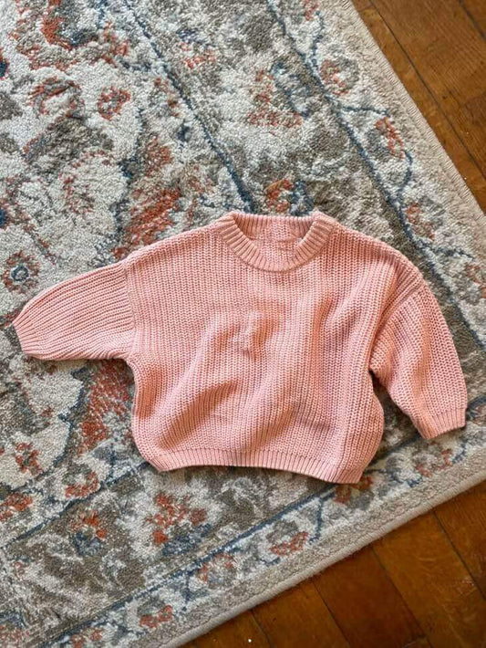 Oversized Trui - Geborduurd met Naam - Knit Sweater - Roos
