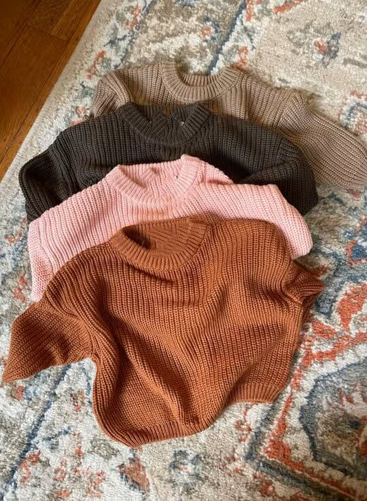 Oversized Trui - Geborduurd met Naam - Knit Sweater - Terracotta