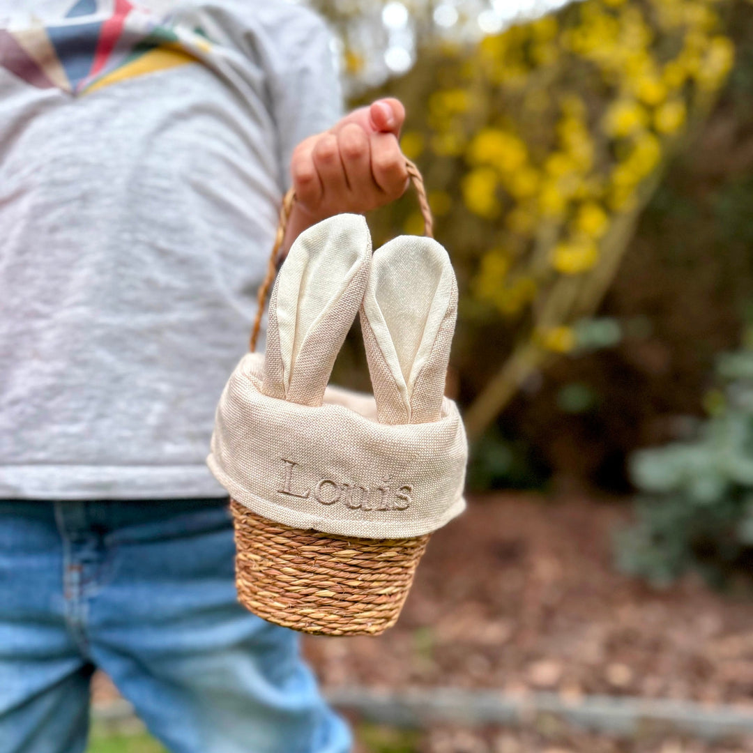 Houten Paasmand Konijnoortjes met Naam - Borduren