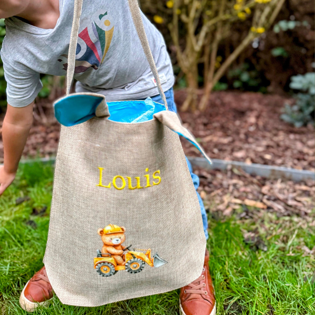 Paasmand Konijnoortjes met Naam & Tractor - Borduren