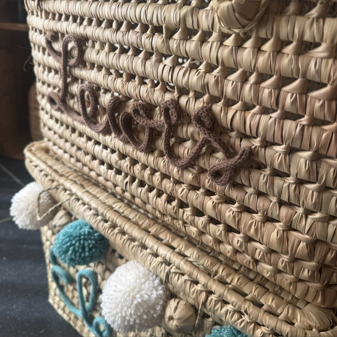 Luxe Speelgoedmand met Naam 60 cm – Handgemaakt & Gepersonaliseerd Caro B Handmade - Signature Collection