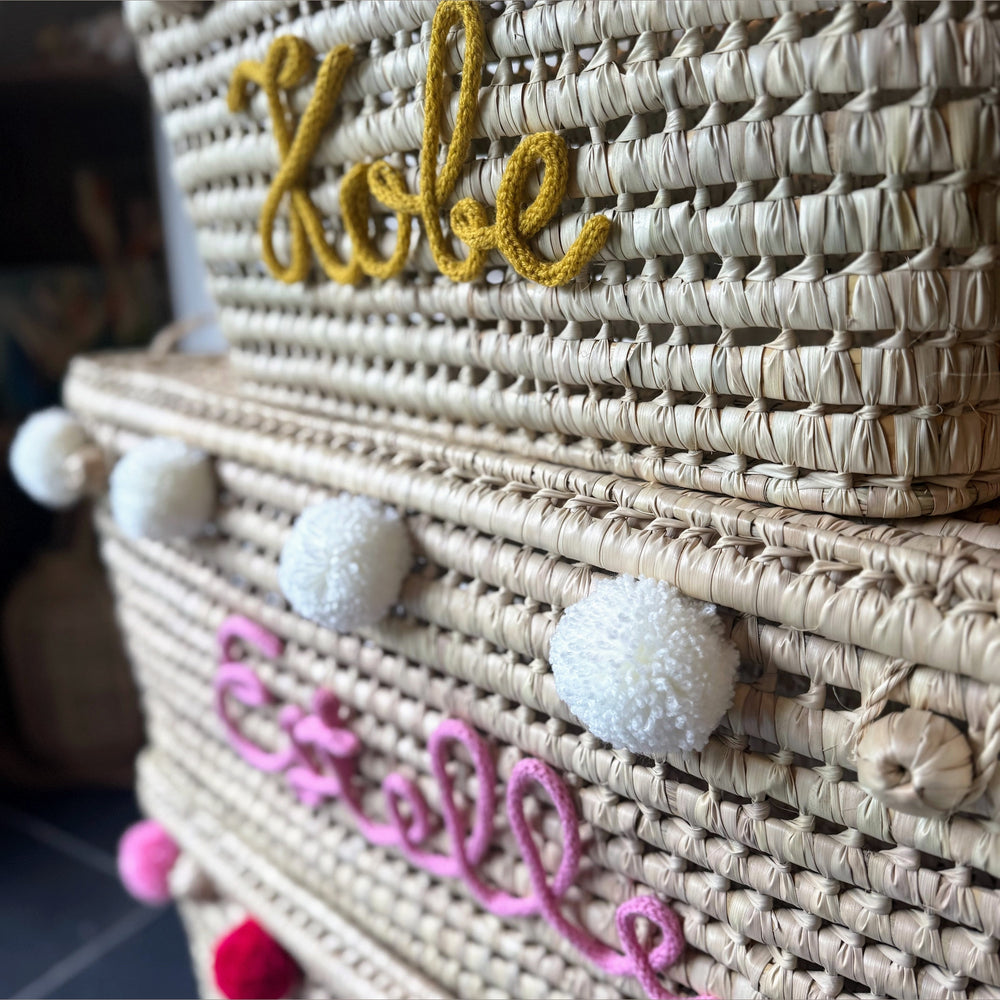 Speelgoedmand met punniknaam - CaroBHandmade