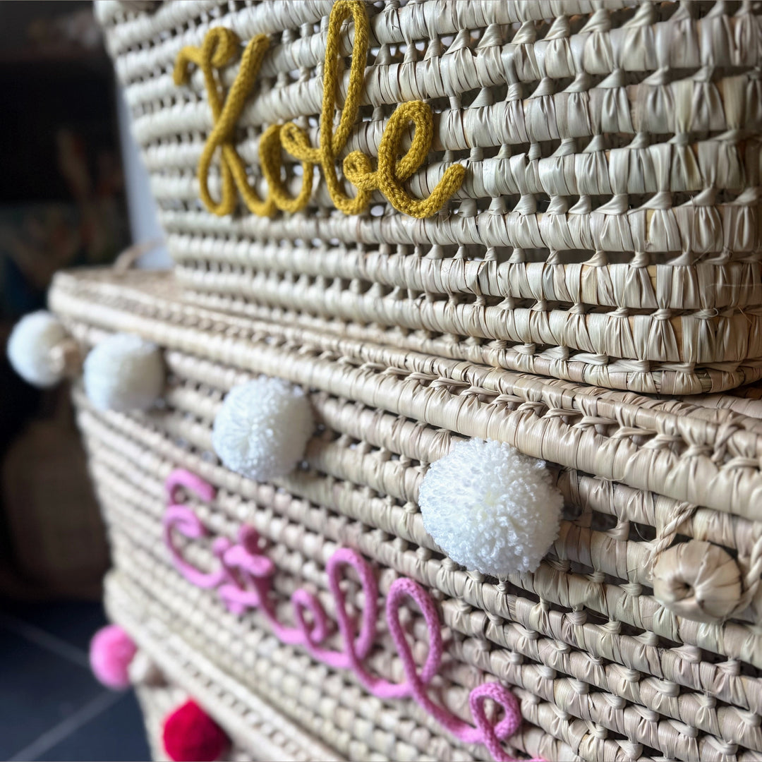 Speelgoedmand met punniknaam - CaroBHandmade