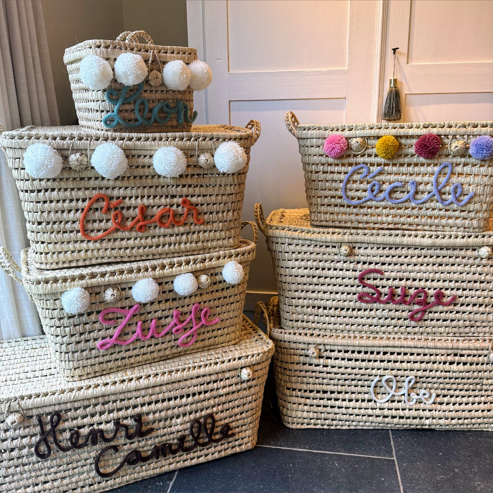 Speelgoedmand met punniknaam - CaroBHandmade