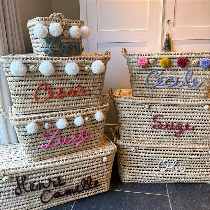 Speelgoedmand met punniknaam - CaroBHandmade